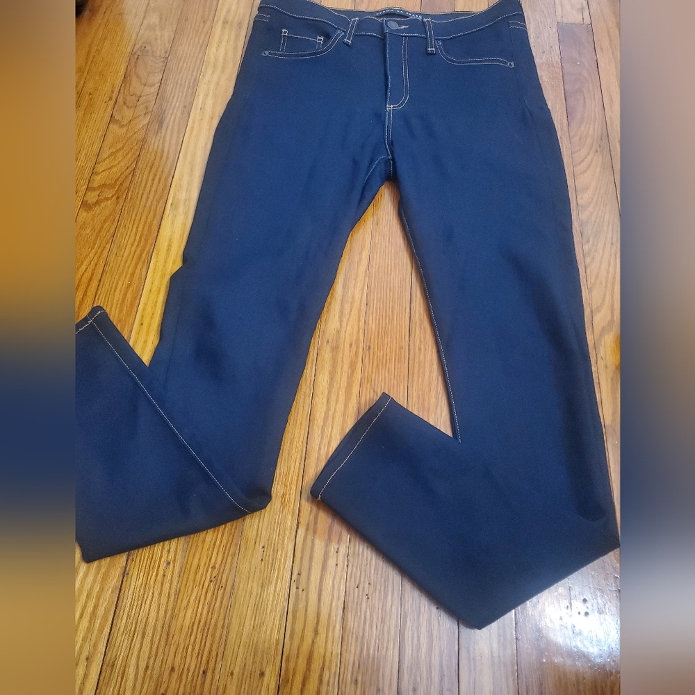 Veronica Beard Kate Skiny Navy Jeans with Gold Stitching Sz 29